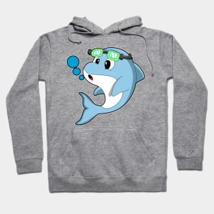 Dolphin at Swimming with Swimming goggles Hoodie